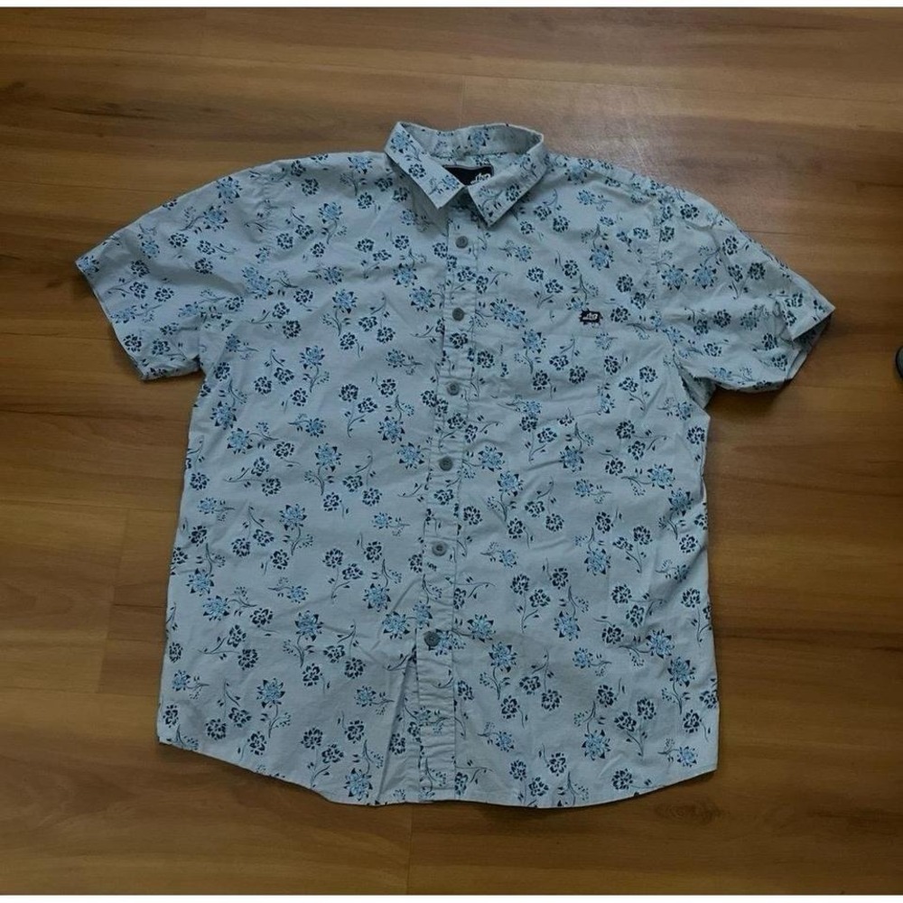 Mens‎ …LOST Forecaster Floral Button Down Short.Sleeve Top Shirt